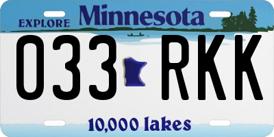 MN license plate 033RKK