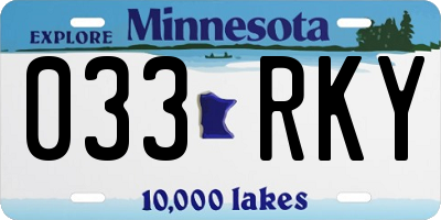 MN license plate 033RKY