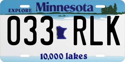 MN license plate 033RLK