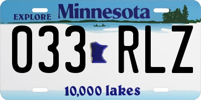 MN license plate 033RLZ