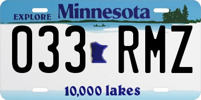 MN license plate 033RMZ