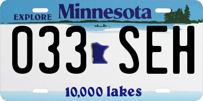 MN license plate 033SEH