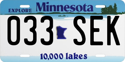 MN license plate 033SEK