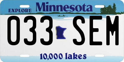 MN license plate 033SEM