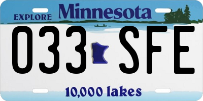 MN license plate 033SFE