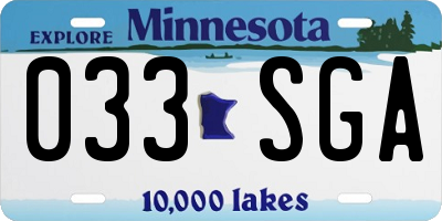 MN license plate 033SGA