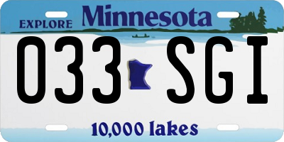 MN license plate 033SGI
