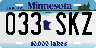 MN license plate 033SKZ