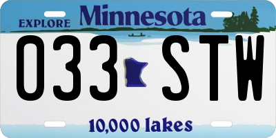 MN license plate 033STW