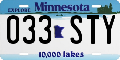 MN license plate 033STY