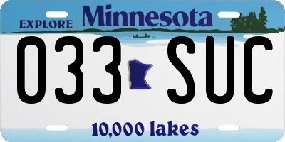 MN license plate 033SUC