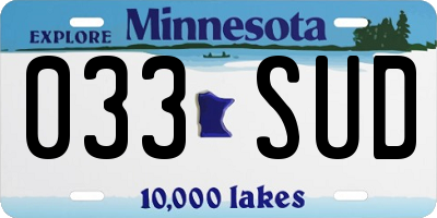 MN license plate 033SUD