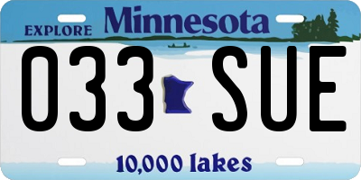 MN license plate 033SUE