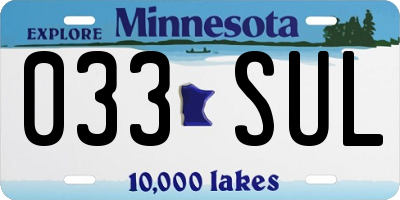 MN license plate 033SUL