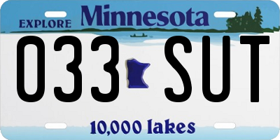 MN license plate 033SUT