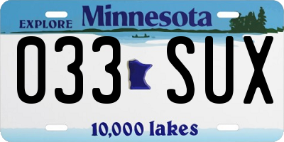 MN license plate 033SUX