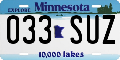 MN license plate 033SUZ