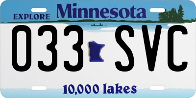 MN license plate 033SVC