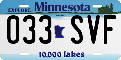 MN license plate 033SVF