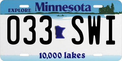 MN license plate 033SWI