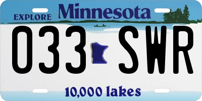 MN license plate 033SWR