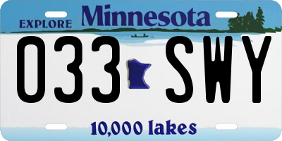 MN license plate 033SWY