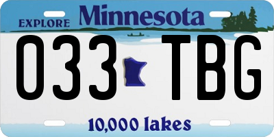 MN license plate 033TBG
