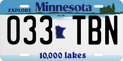 MN license plate 033TBN