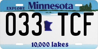 MN license plate 033TCF