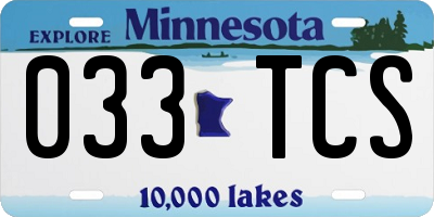 MN license plate 033TCS