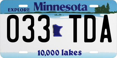 MN license plate 033TDA