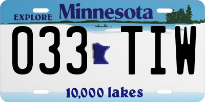 MN license plate 033TIW