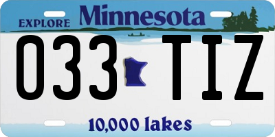 MN license plate 033TIZ