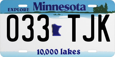 MN license plate 033TJK