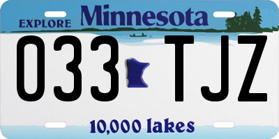 MN license plate 033TJZ