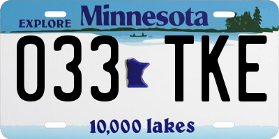 MN license plate 033TKE