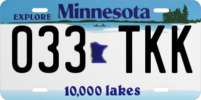 MN license plate 033TKK