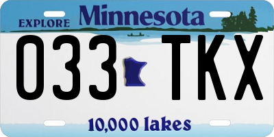 MN license plate 033TKX