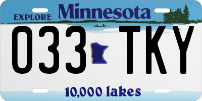 MN license plate 033TKY