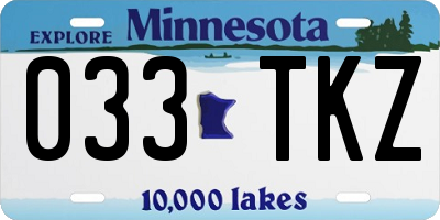 MN license plate 033TKZ