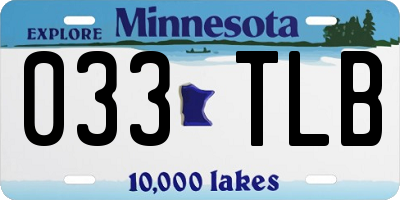 MN license plate 033TLB