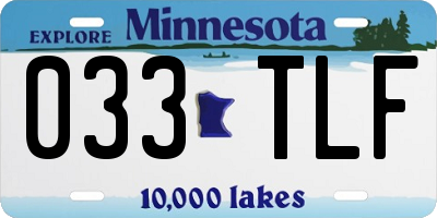 MN license plate 033TLF
