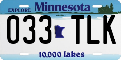 MN license plate 033TLK
