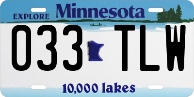 MN license plate 033TLW