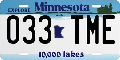 MN license plate 033TME