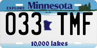 MN license plate 033TMF