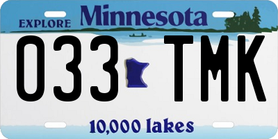 MN license plate 033TMK