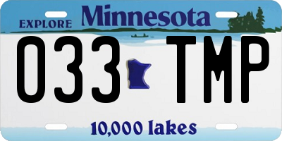 MN license plate 033TMP