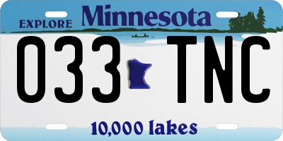 MN license plate 033TNC