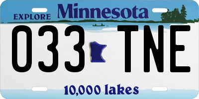 MN license plate 033TNE